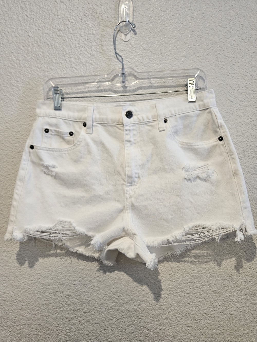 Pistola Distressed Ripped White Denim Shorts Size 28